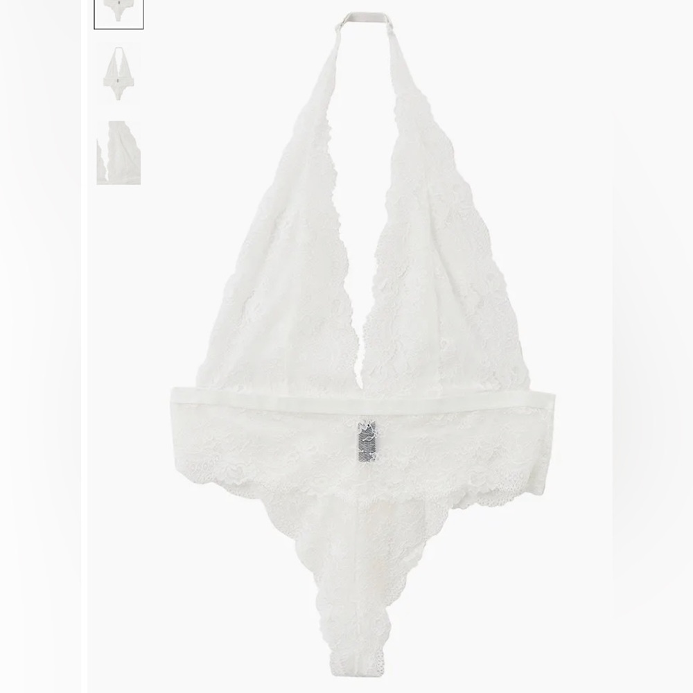 NWT Ladies René Rofé White Lace Halter Backless Bodysuit Sz. S/M Bridal - Picture 3 of 14